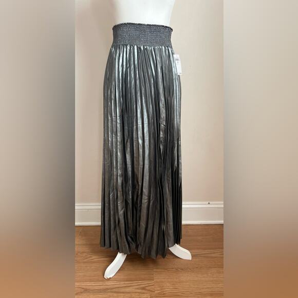 House Of Harlow 1960 Gunmetal Pleated Maxi Skirt - Picture 1 of 8